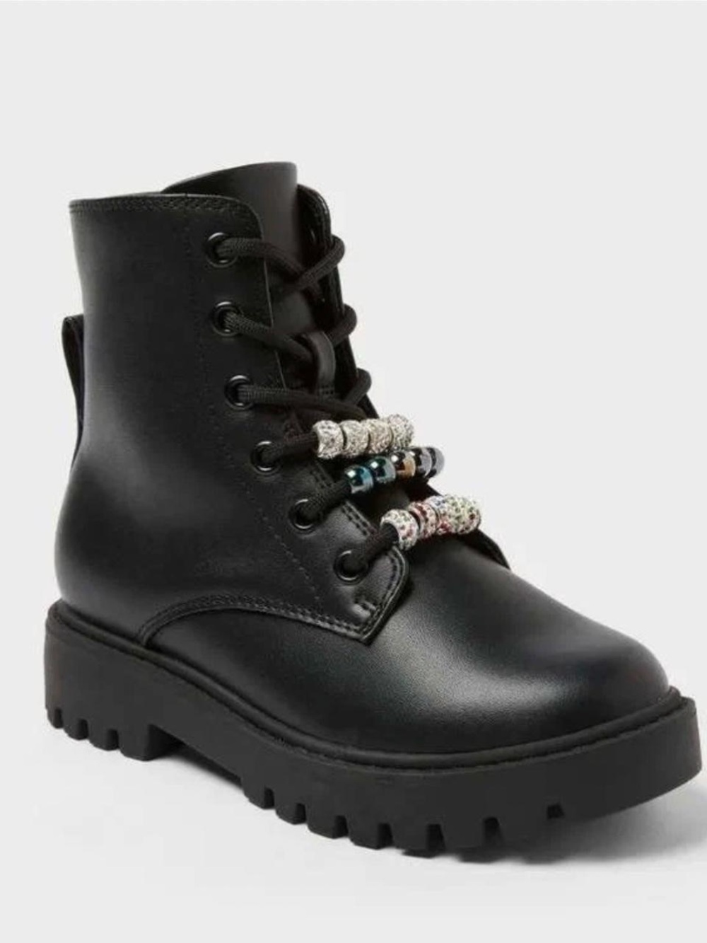 Art Class size 3 Black Lace-Up Boots with Beaded Accents